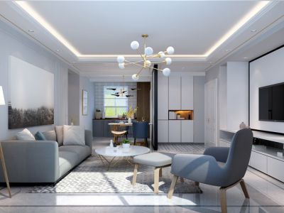 豪景佳苑现代简约风格125平米三居室装修案例