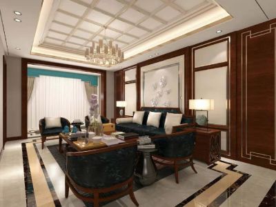 北大资源紫境府新中式风格228平米装修案例