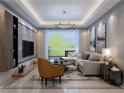 阳光南里现代风格123平米三居室装修案例