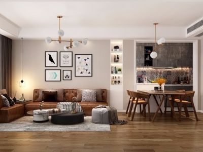 唐韵三坊98平三居现代风格装修案例