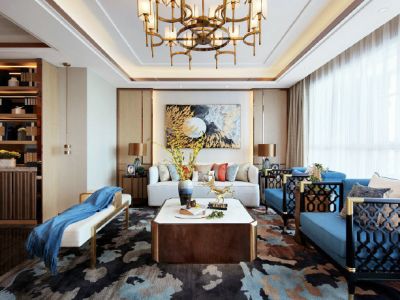 雅苑东方三居116平新中式风格装修案例