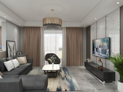 格林桑卡96平米三居室现代简约风格装修案例