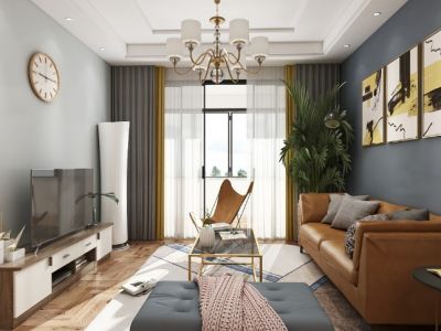 中太城市广场102平米三居室混搭风格装修案例