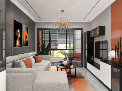 中太城市广场104平米现代风格三居室装修案例