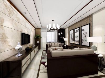 海星未来城105平三居新中式风格装修案例