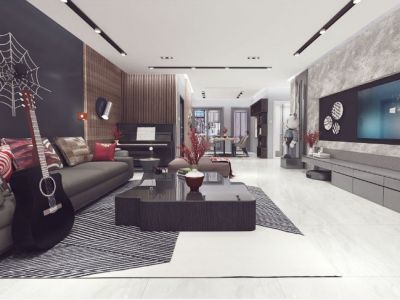 智慧城现代混搭风格165平米四居室装修案例