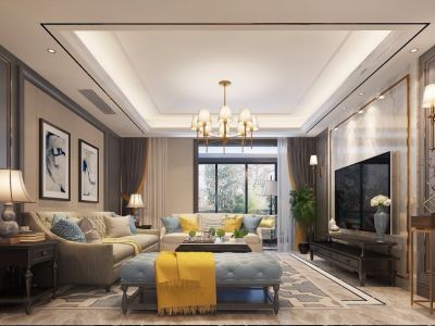 恒大雅苑四居123平新中式风格装修案例