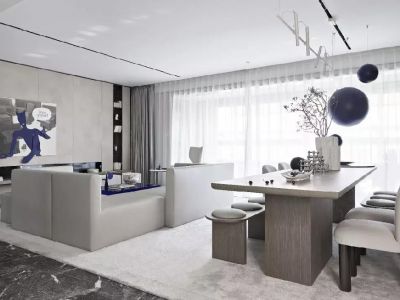 海伦堡·半山樾现代风格98平米三居室装修效果图案例