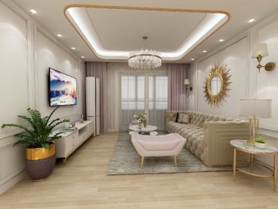 阳光·君悦府轻奢风格80平米三居室装修效果图案例