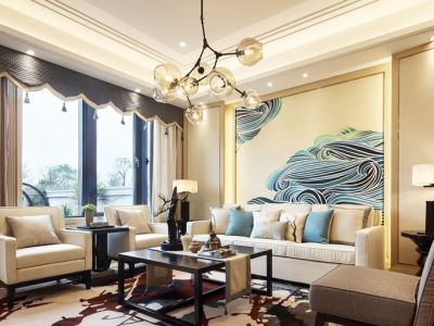 五矿万樾台新中式风格162平米别墅装修案例