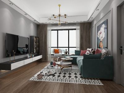 融创·九棠府欧式风格145平米三居室装修效果图案例