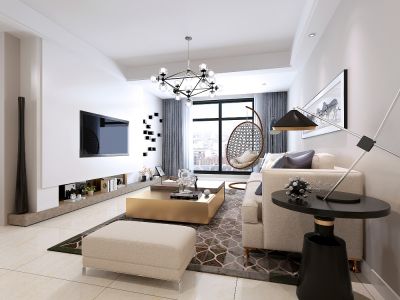 英伦1881极简风格86平米二居室装修效果图案例