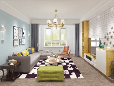 四季贵州·椿棠府简约风格98平米三居室装修效果图案例