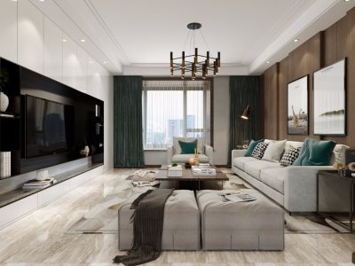 天朗·珑府三居125平新中式风格装修案例