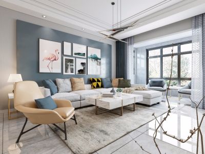 智慧新城三居115平现代风格装修案例