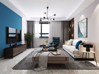 绿地生态城三居114平现代风格装修案例