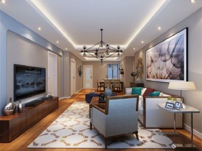 盈翠嘉园新中式风格121平米三居室装修案例