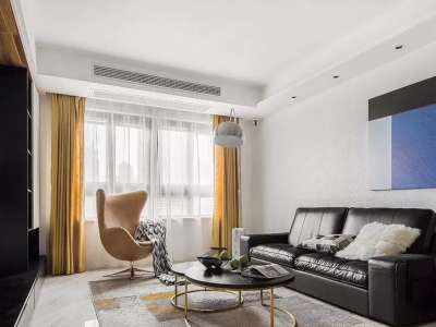 融创未来海现代风格108平米三居室装修效果图案例