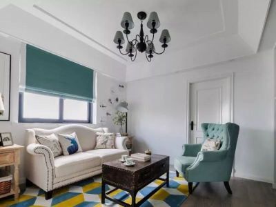 建总领筑美式风格92平米二居室装修效果图案例