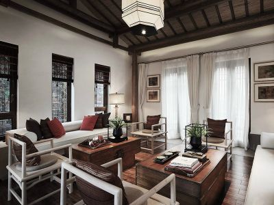 清华忆江南(15区)珺山新中式风格240平米别墅装修案例