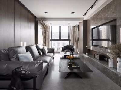 鸿通公园1988天著极简风格128平米三居室装修效果图案例