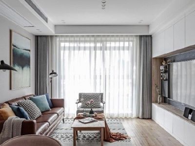 鸿通雍河湾北欧风格90平米三居室装修效果图案例