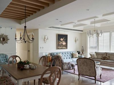 澳海富春山居美式风格150平米别墅装修案例