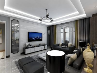 龙湖香醍三居114平现代风格装修案例