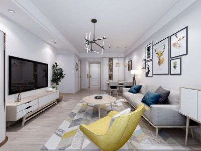 大华香鸢美颂101平米三室北欧风格装修案例