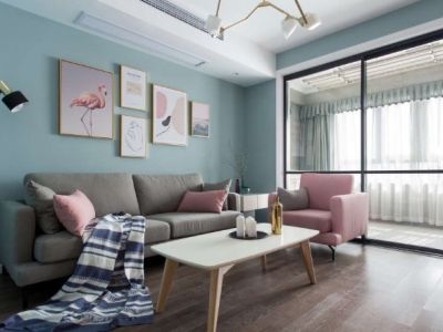 永亨海港城极简风格88平米二居室装修效果图案例