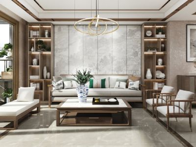 皇鼎公馆新中式风格155平米四居室装修效果图案例