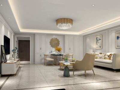 泰安花园混搭风格136平米三居室装修案例