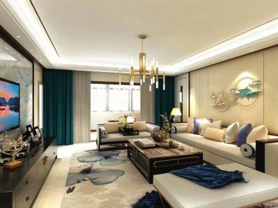 万景园新中式风格124平米三居室装修案例