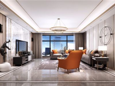 朝阳上都现代风格134平米三居室装修案例