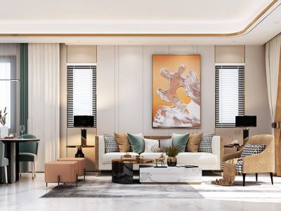 万秀城一期轻奢风格130平米三居室装修案例