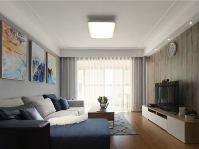 日升·壹方中心现代风格80平米三居室装修效果图案例