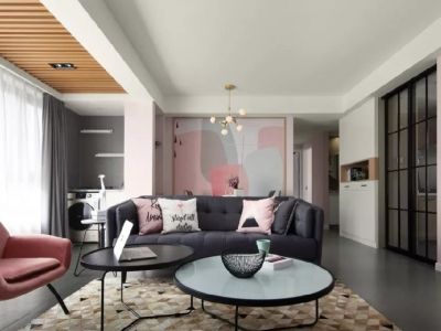 滨江华府北欧风格101平米三居室装修效果图案例