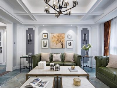 中央华府美式风格181平米三居室装修效果图案例