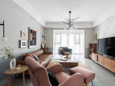 舜皇城北欧风格128平米三居室装修效果图案例