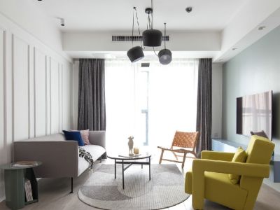 莲花壹号公馆极简风格82平米二居室装修效果图案例