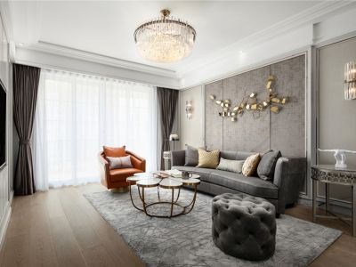 万豪地中海轻奢风格115平米三室两厅装修案例