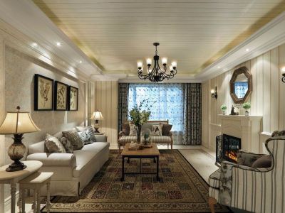 御江半岛田园风格125平米三室两厅装修案例