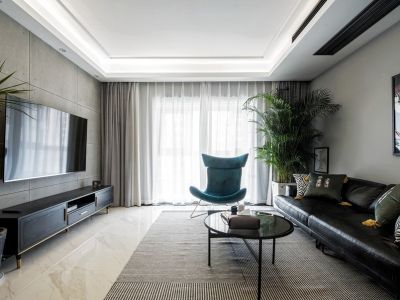 融创未来海现代风格115平米三居室装修效果图案例