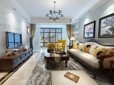 新大陆一号美式风格140平米三居室装修效果图案例