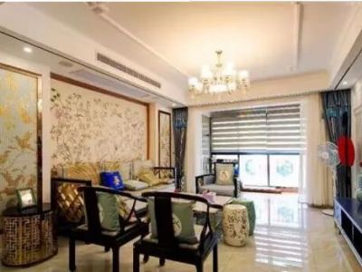 玖龙台149㎡三室两厅新中式风格装修案例