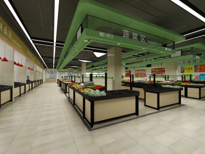 农贸大厅2000平米现代风格装修案例