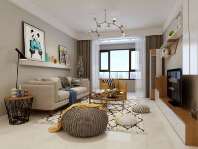 兰亭御湖城135北欧风格三居装修案例