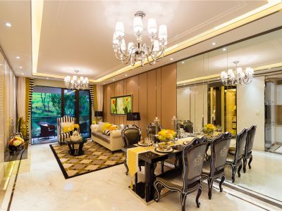 葛洲坝紫郡府时尚现代142平米三室两厅装修案例