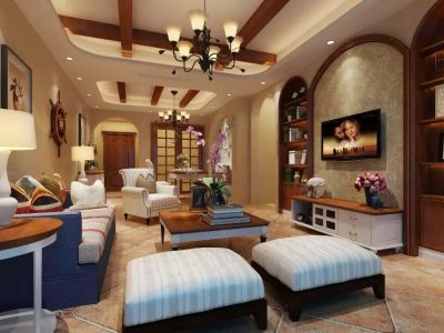 时代云图四居115平美式风格装修案例