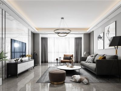 天水湖四居126平现代风格装修案例